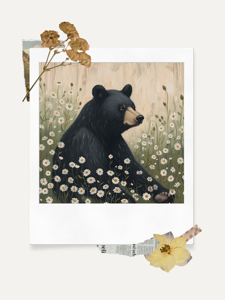 Scrapbook Black Bear Fairycore Painting 3