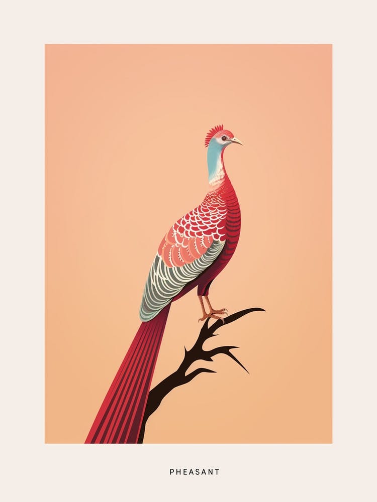 Minimalist Pheasant 5 Bird Poster