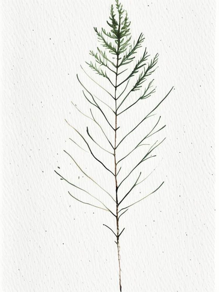 White Pine Leaf Minimalist Watercolour 2