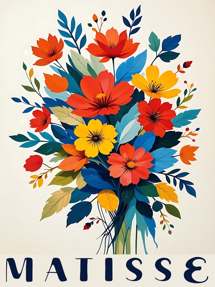 Henri Matisse Inspired Art - Vibrant Colorful Flowers 1