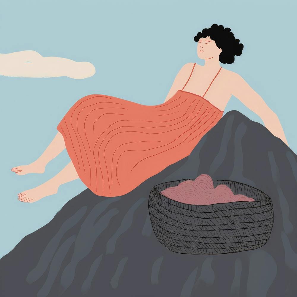 Woman Sitting On A Rock