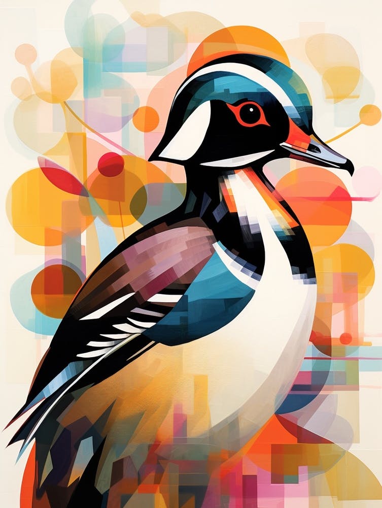 Bird Painting Collage Wood Duck 2