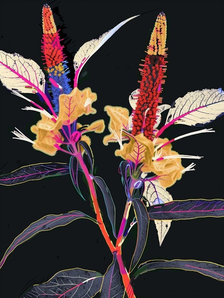 Neon Flowers On Black Celosia 3