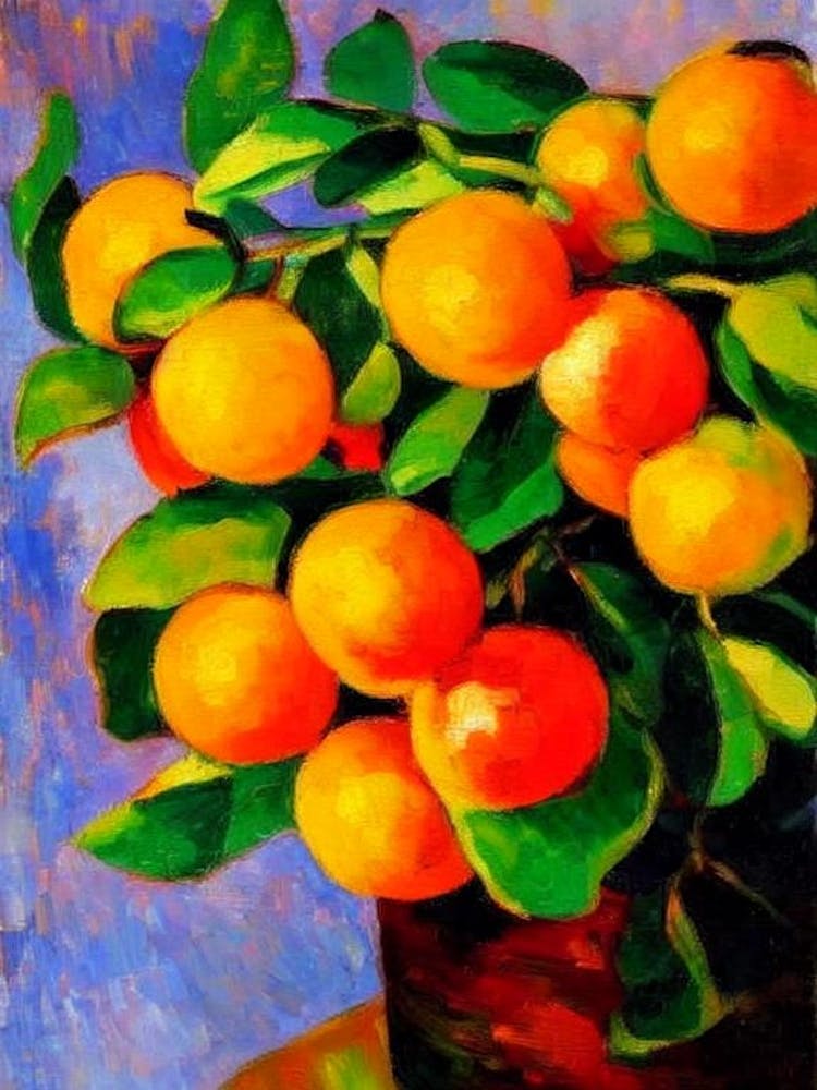 Kumquat Fruit Vibrant Matisse Inspired Painting Fruit