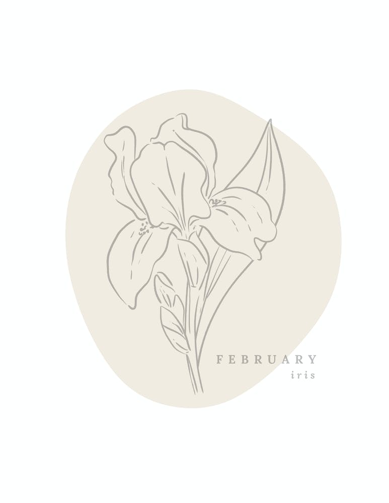 February Iris Birth Flower | Neutral Florals