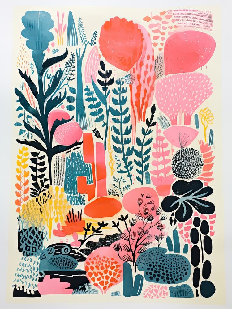 Nymans Gardens Abstract Riso Style 4