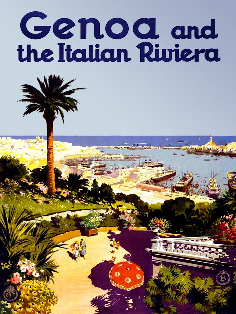 Genoa And Italian Riviera, Vintage Travel Poster