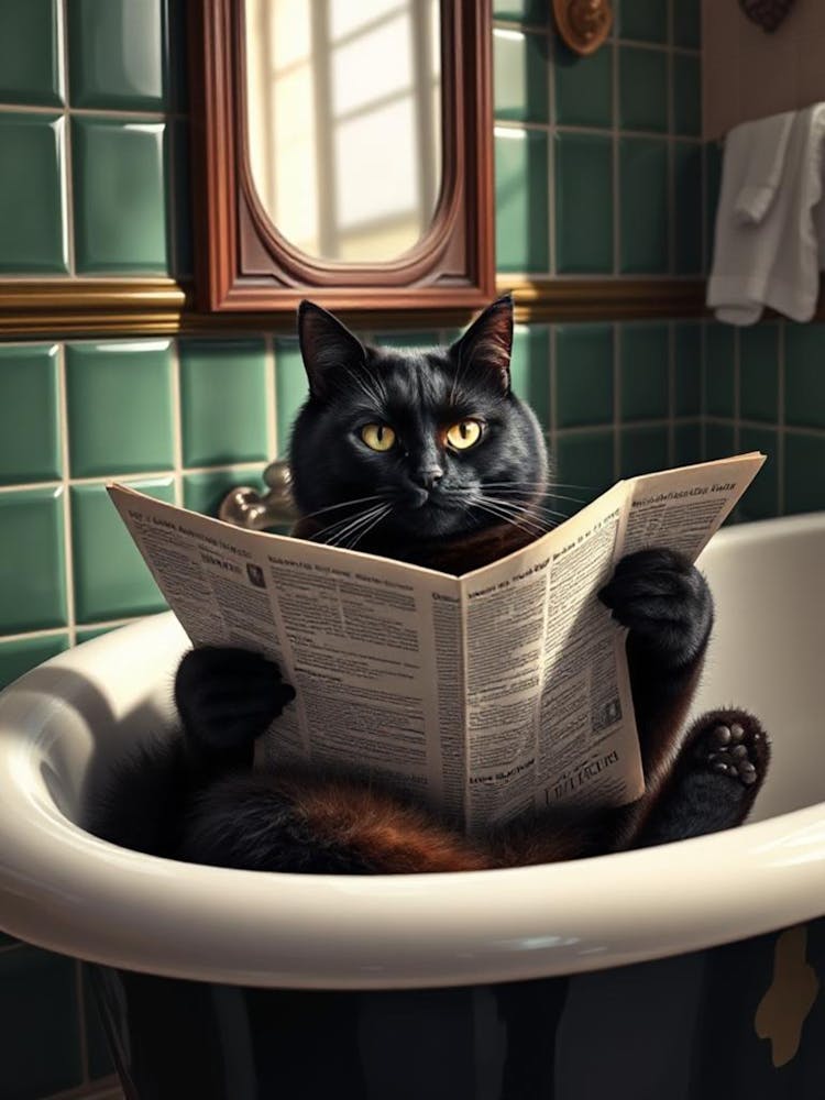Cat Reading Newspaper 7