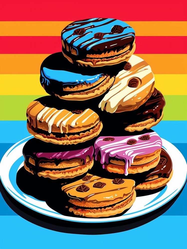 Pop Art Stacked Cookies On A Plate 1