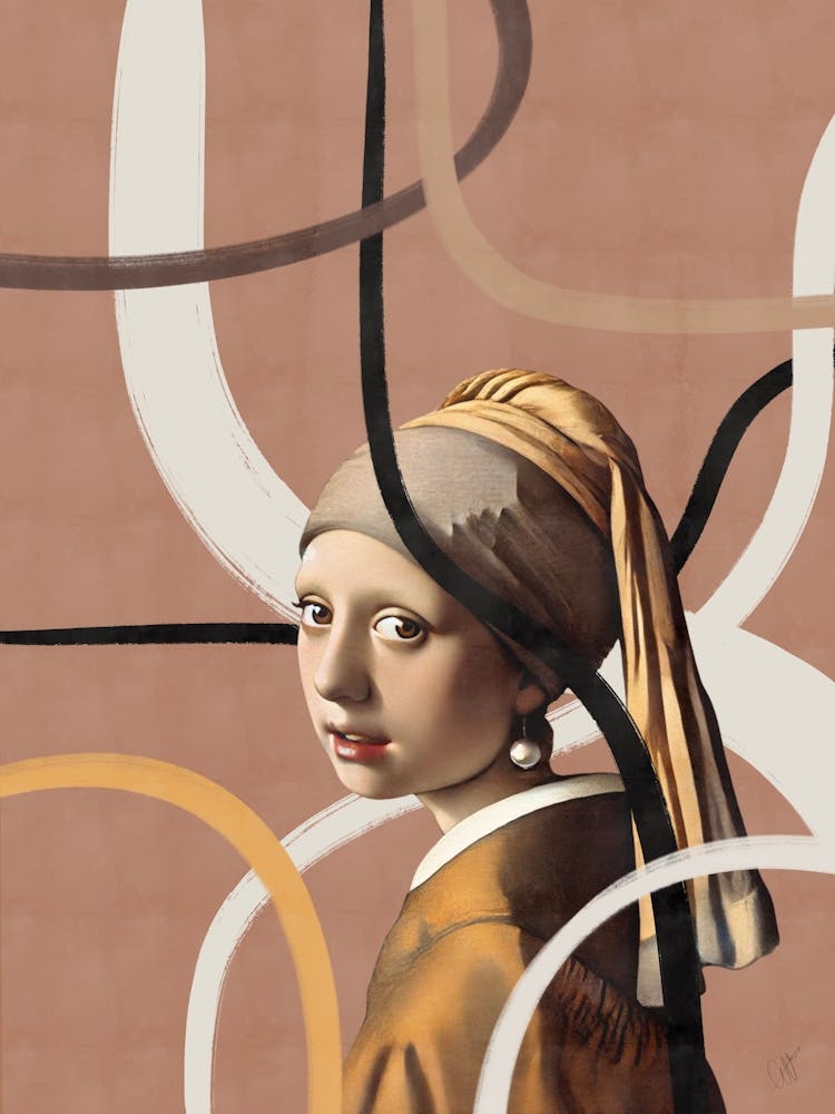 Girl with a Pearl Earring - Pantone 2025 Mocha Mousse