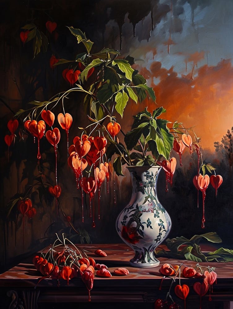 Baroque Floral Still Life Bleeding Hearts Dicentra 2