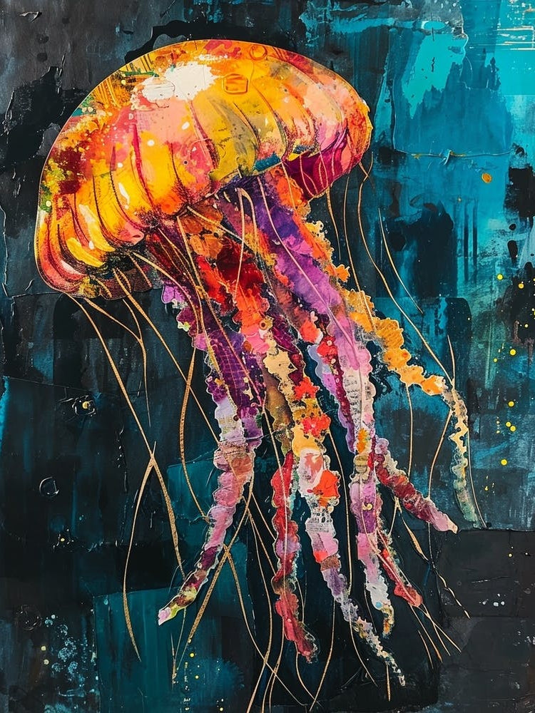 Jellyfish Retro Collage 3