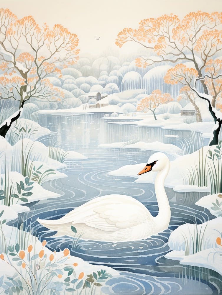 Winter Bird Painting Swan 2