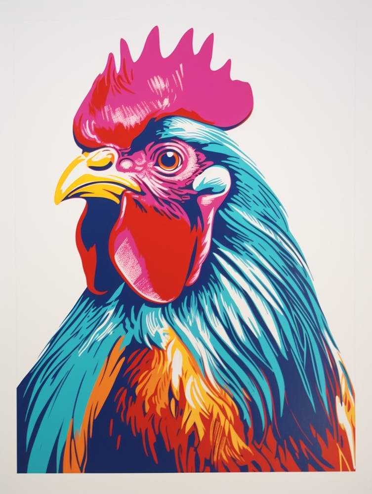 Andy Warhol Style Bird Rooster 4