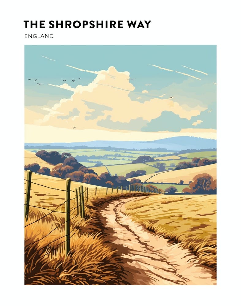 The Shropshire Way England 3 Hiking Trail Landscape Poster