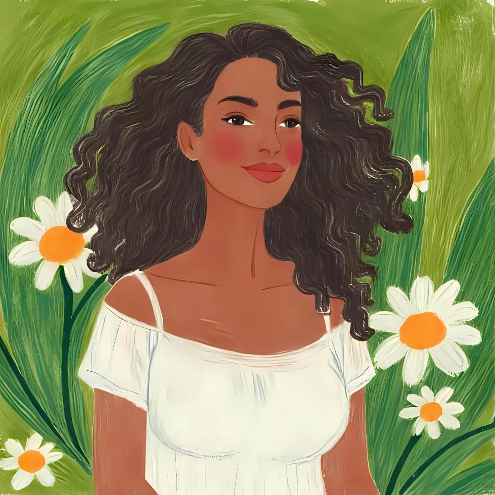 Portrait Of A Woman With Curly Hair