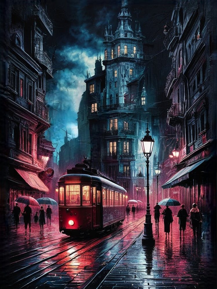 Nacht in der Stadt Leinwanddruck