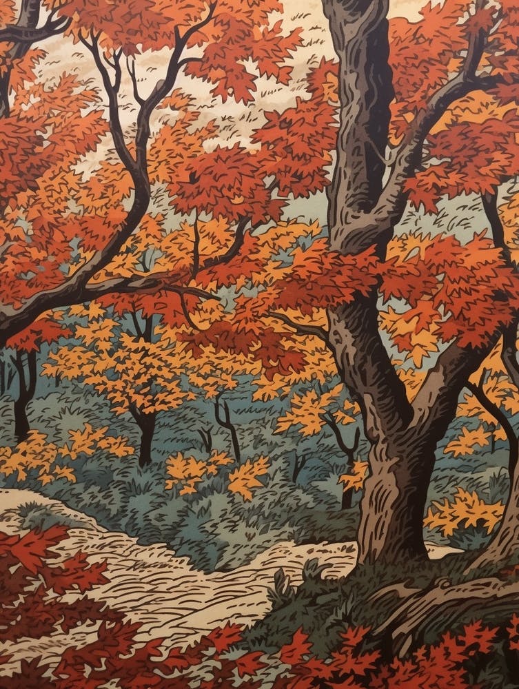 Beech Vintage Autumn Tree Print