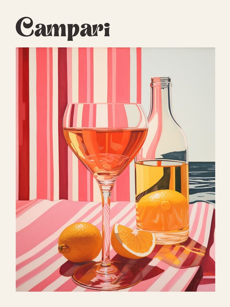 Campari 3 Retro Cocktail Poster