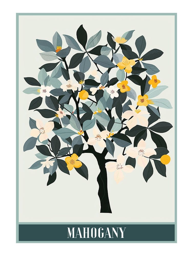 Mahogany Tree Flat Illustration 2 Poster