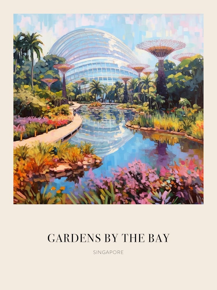 Gardens By The Bay Singapore 4 Vintage Cezanne Inspired Poster