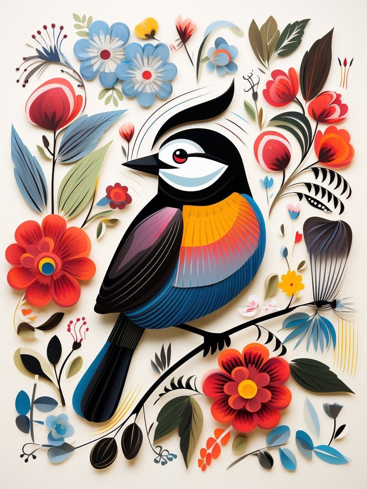 Scandinavian Bird Illustration Carolina Chickadee 3