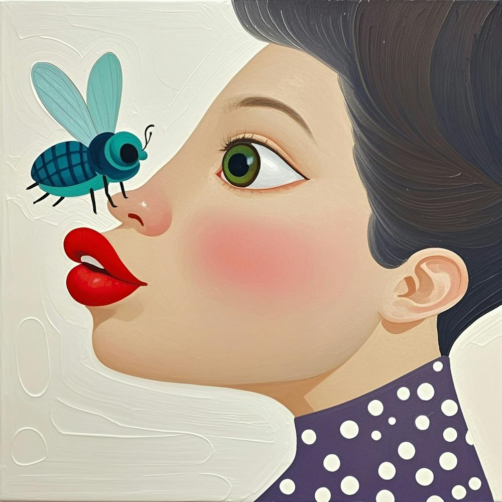 Bee On A Woman'S Face