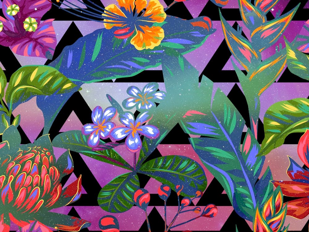 Tropical Synthwave Space #12 Neon Geometric Jungle