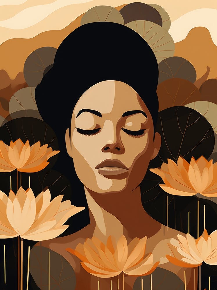 Woman With Lotus Flowers