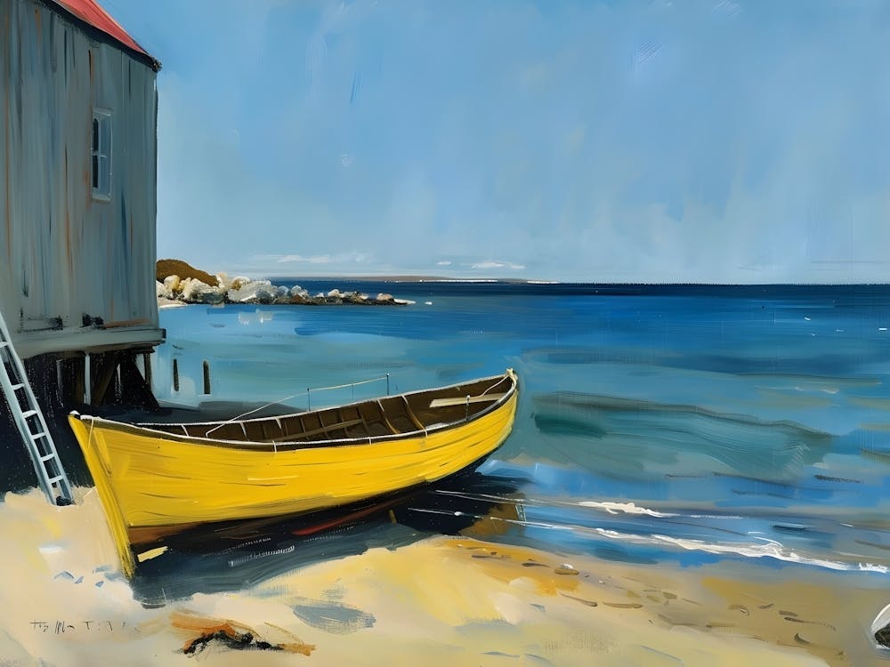 Gelbes Boot Am Strand