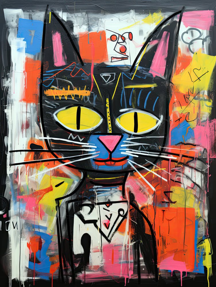 Basquiat's Catwalk: Feline Street Art Odyssey