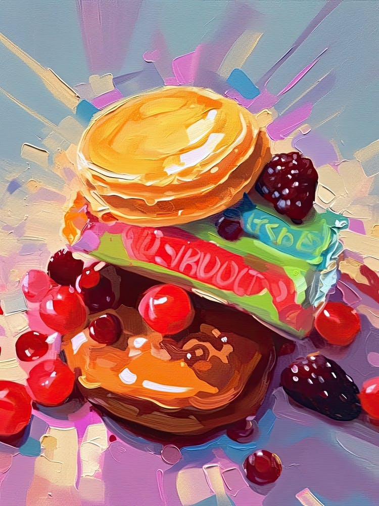 Pancake With Berries Oil Painting 3