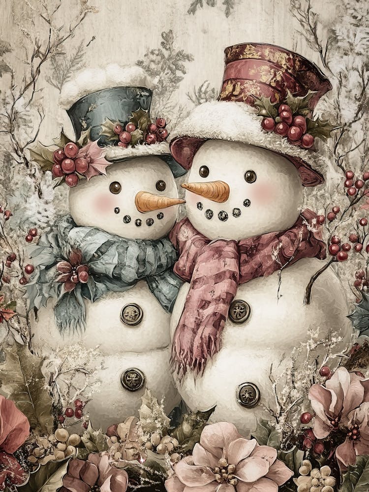 Cute Snowman Christmas Painting