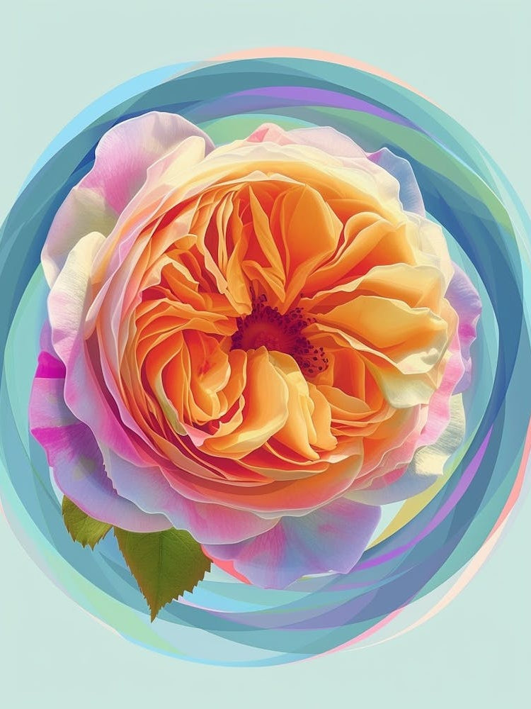 English Roses Circle Painting Abstract 1