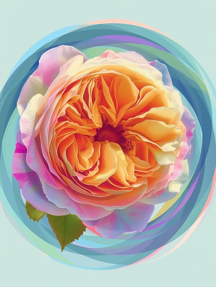 English Roses Circle Painting Abstract 1