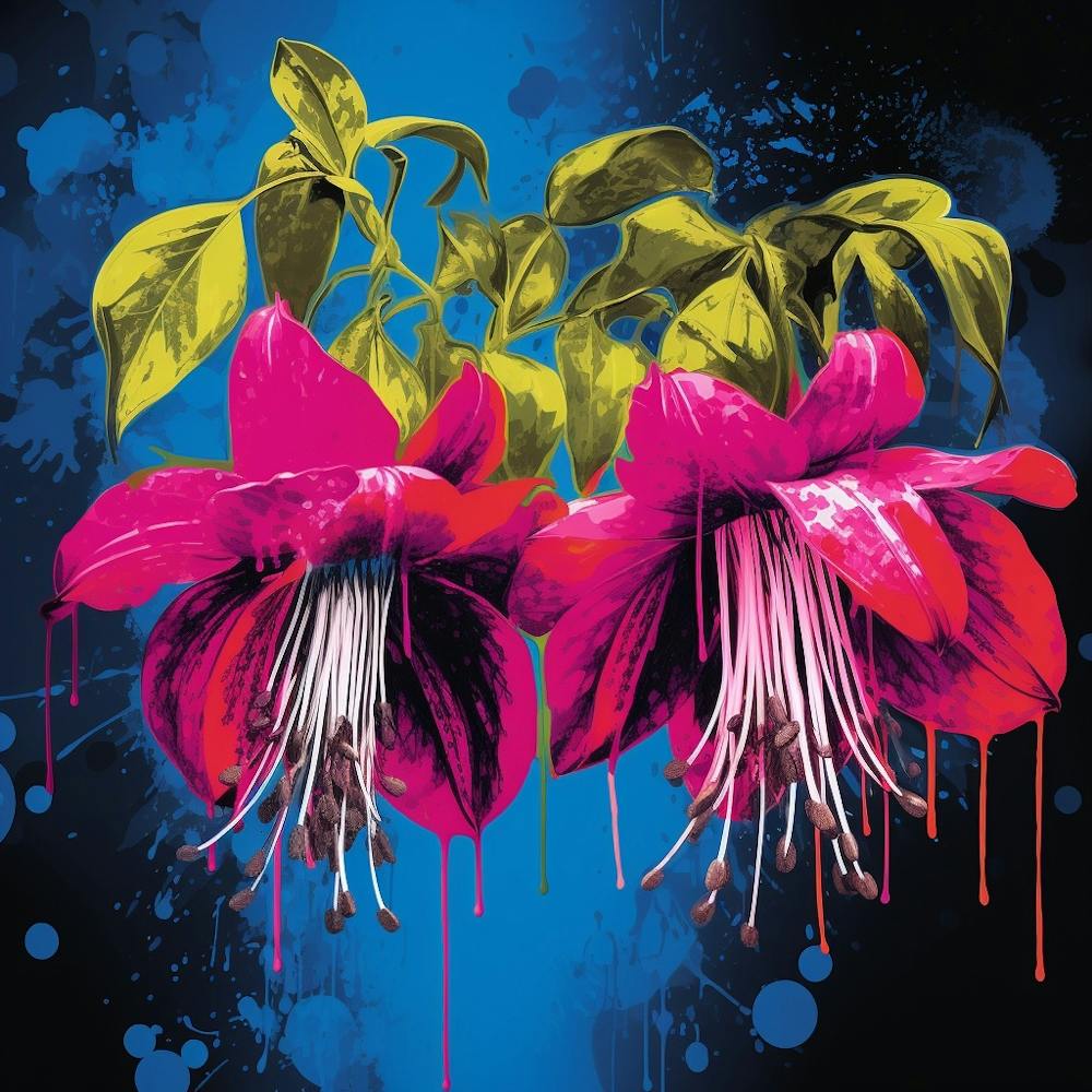 Andy Warhol Style Pop Art Flowers Fuchsia 3 Square