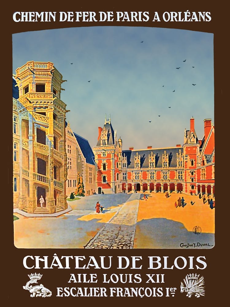 Chateau De Blois, France, Vintage Travel Poster