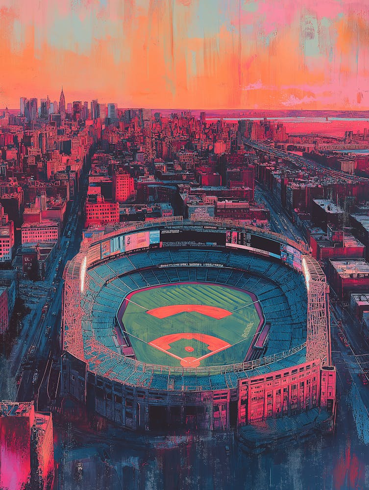 A Painting Of The New York Yankees Stadium In Harlem