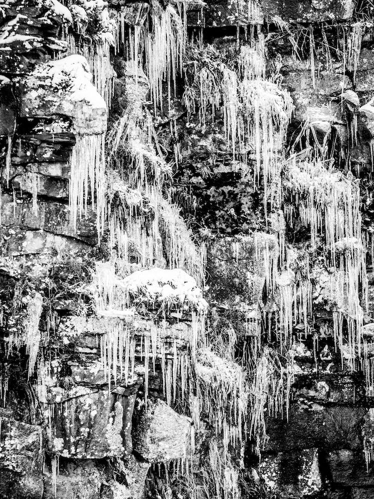 Icicles On A Rock Wall