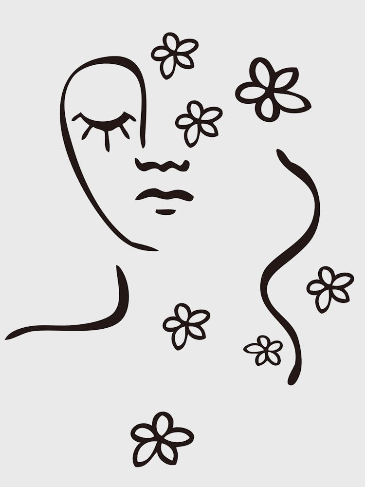 Frauengesicht mit Blumen