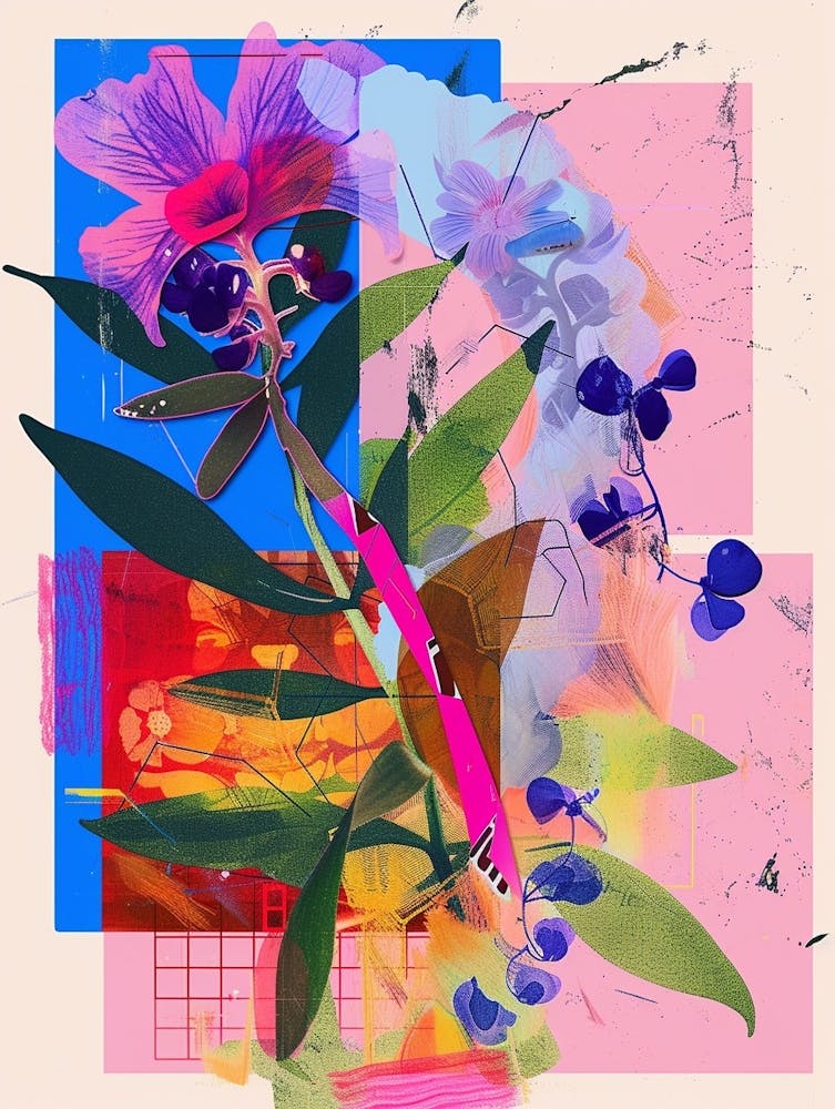 Bluebonnet 5 Neon Flower Collage