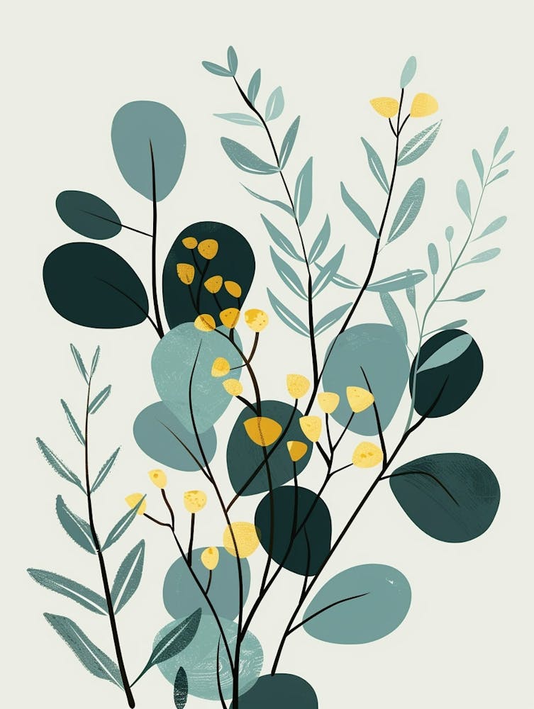 Eucalyptus Tree Illustration Flat 1
