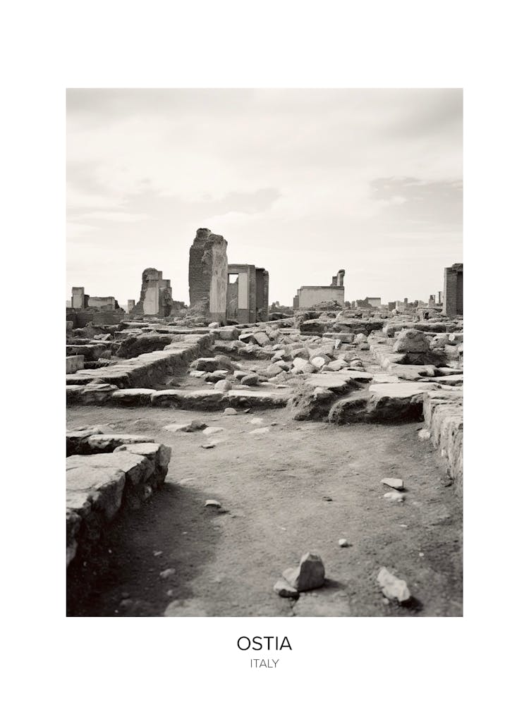 Poster Of Ostia, Italy, Black And White Photo 2