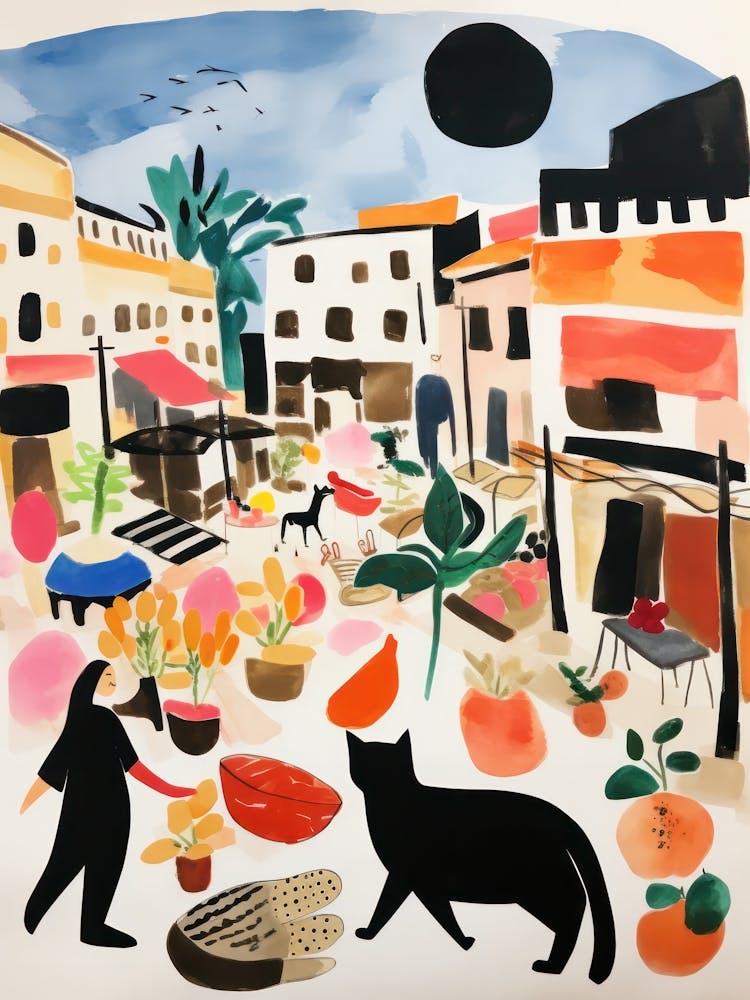 The Food Market In Mallorca 2 Illustration