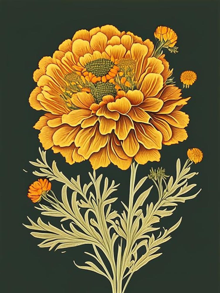 Wüsten-Ringelblume Wildblume – Botanisch im Vintage-Stil 1
