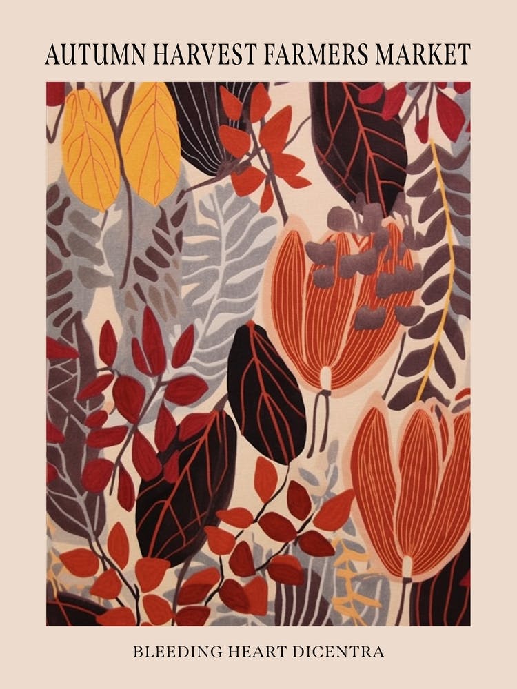 Fall Botanicals Bleeding Heart Dicentra 2 Poster