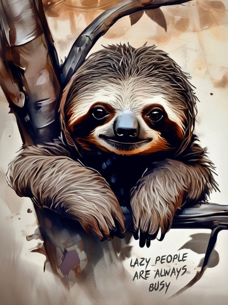 Sloth - Coziness, laziness, relaxation, humor, serenity, leisure, enjoyment of time, rest, relaxation, lightheartedness, joy of life, humorous decoration, sloth love, funny, chill fashion