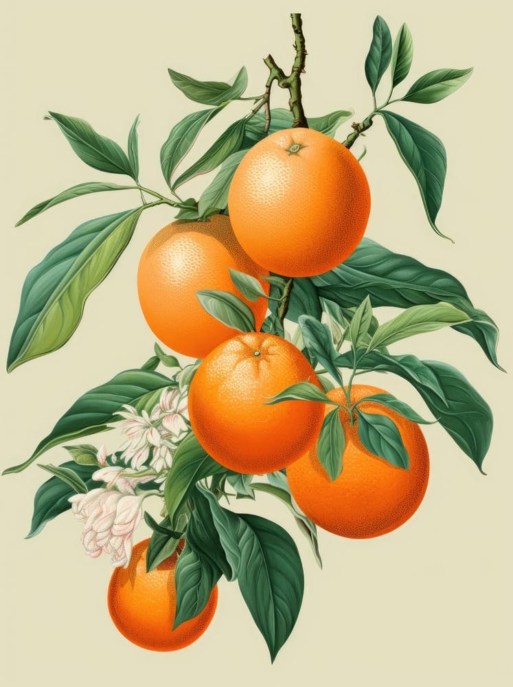 Orangen an einem Ast 4