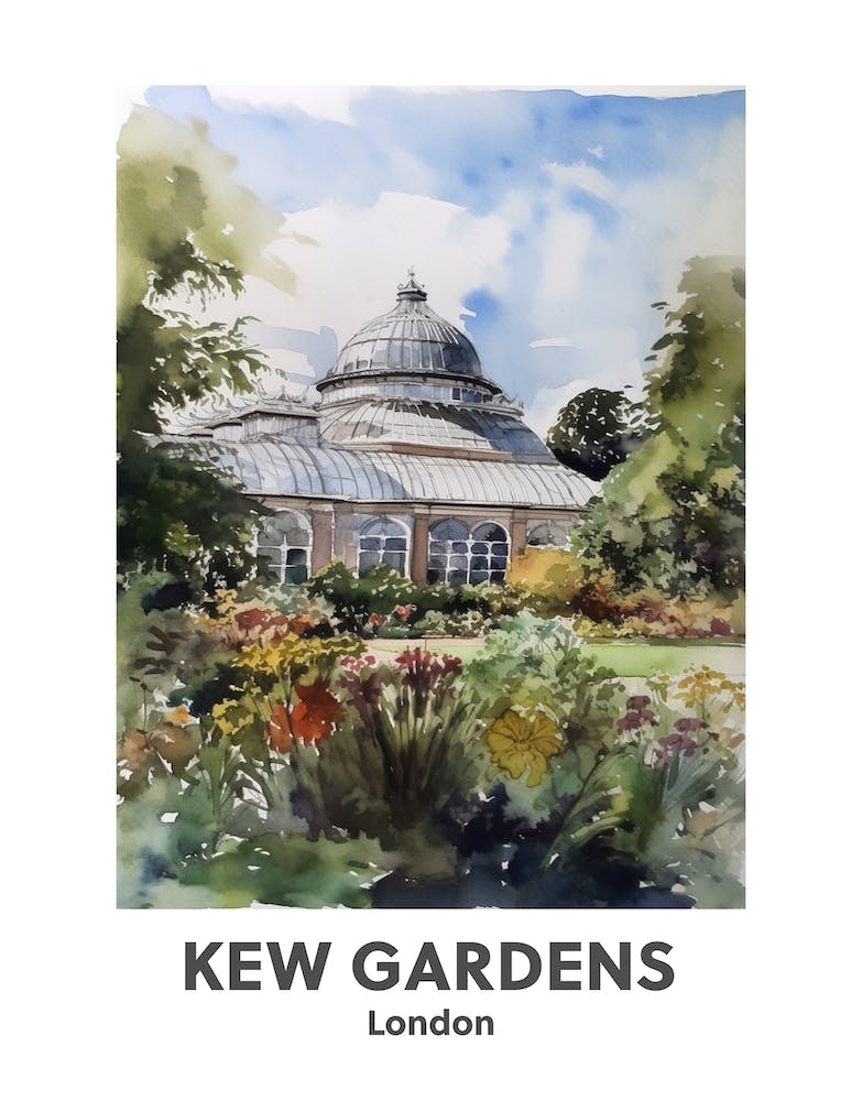 Kew Gardens, London 1 Watercolour Travel Poster