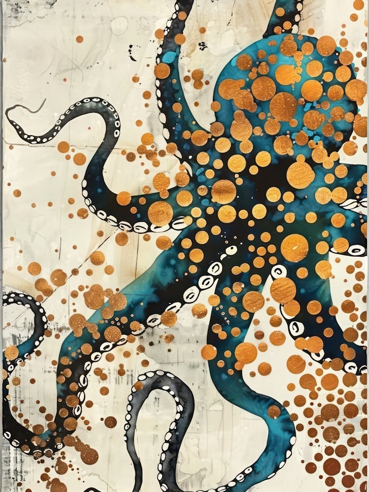 Octopus Painting  Blue Effect Collage 3